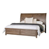 Merry Queen Bed | Curved Panel Headboard | Rivet Accents | Brown Wood