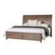 Merry Queen Bed | Curved Panel Headboard | Rivet Accents | Brown Wood