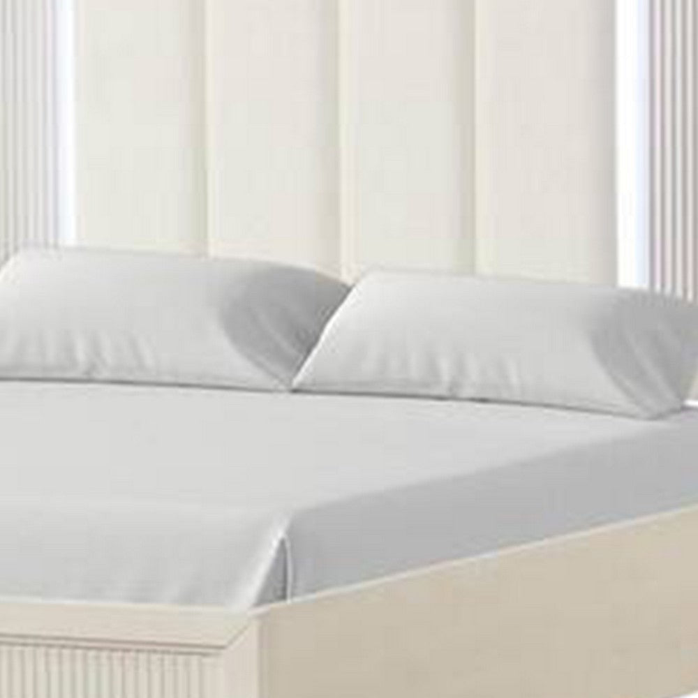 Toi Queen Bed | LED Headboard w Tufted Upholstery | Fluted Antique White BM342319