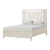 Toi Queen Bed | LED Headboard w Tufted Upholstery | Fluted Antique White