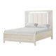 Toi Queen Bed | LED Headboard w Tufted Upholstery | Fluted Antique White