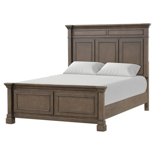 Huder Queen Bed | Panel Molded Headboard and Footboard | Walnut Brown