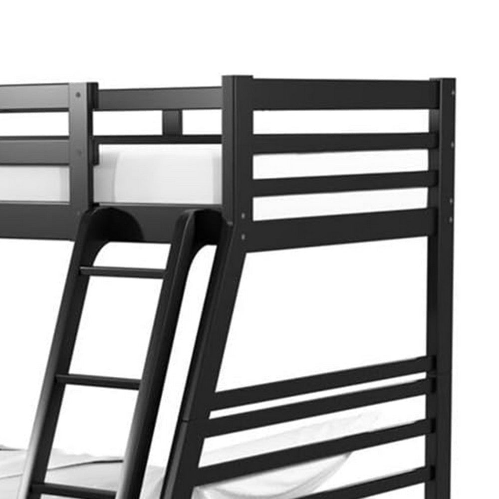 Zegy Twin over Full Bunk Bed with 2 Drawers and Attached Ladder | Black BM342321
