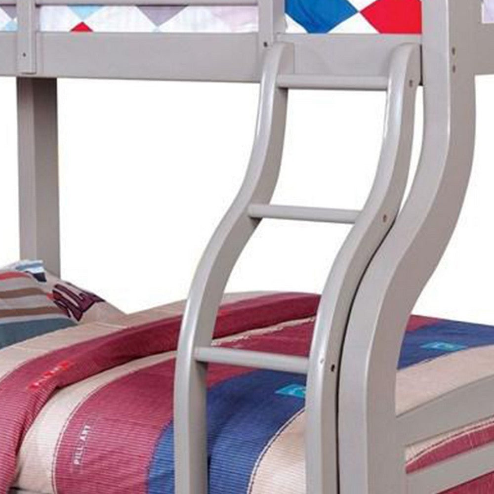 Tedy Twin over Full Bunk Bed with Curved Ladder | Guardrails | Gray BM342322