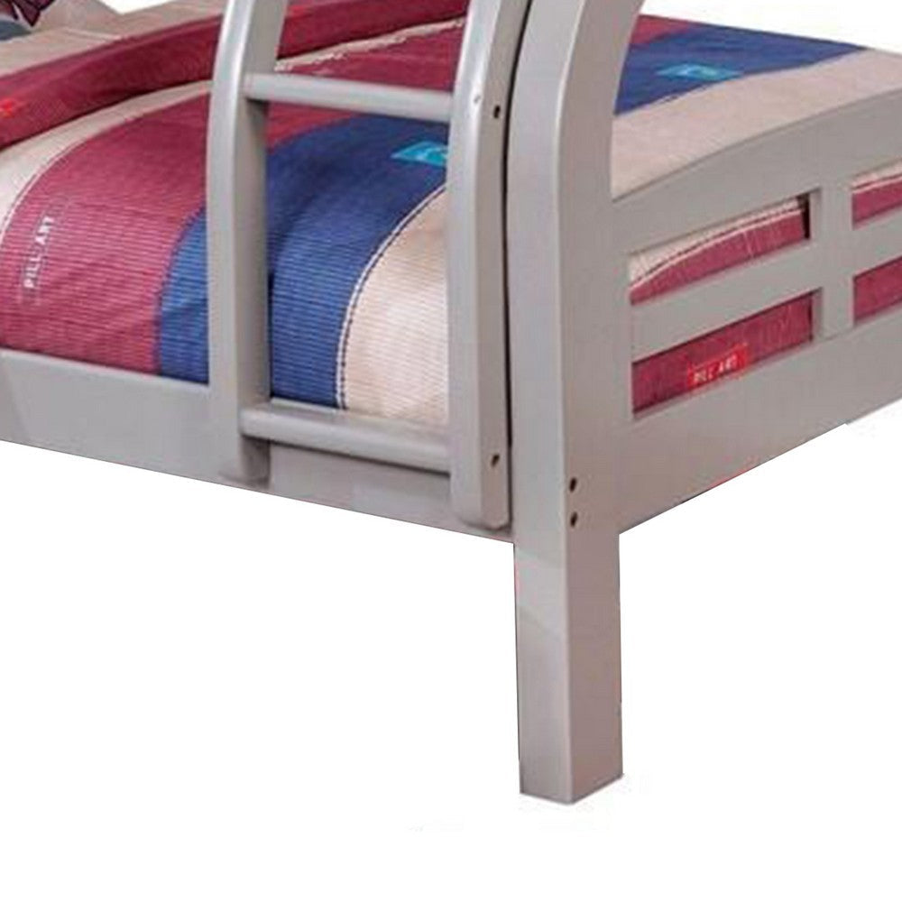 Tedy Twin over Full Bunk Bed with Curved Ladder | Guardrails | Gray BM342322
