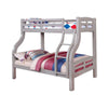 Tedy Twin over Full Bunk Bed with Curved Ladder | Guardrails | Gray
