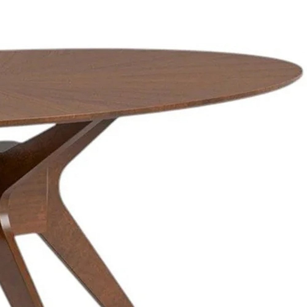 Ebik Dining Table | 71’’ Oval Top in Walnut Brown Sunburst Veneer BM342323