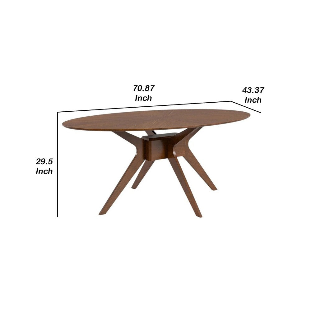 Ebik Dining Table | 71’’ Oval Top in Walnut Brown Sunburst Veneer BM342323