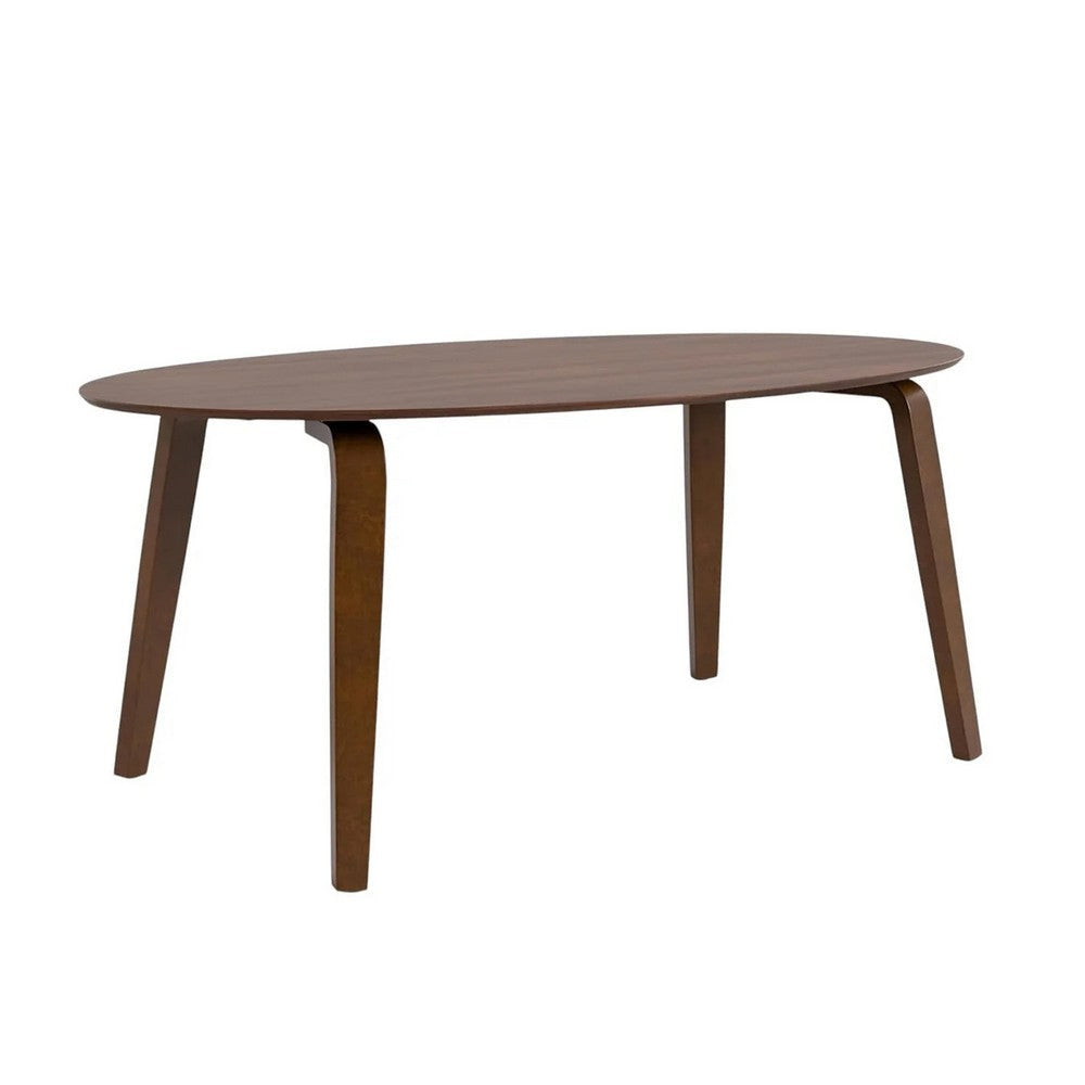 Narv Dining Table | 71" Oval Top in Walnut Brown Solid Wood