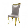 Pedy Dining Side Chair Set of 2 | Gray Faux Leather | Gold Saber Legs