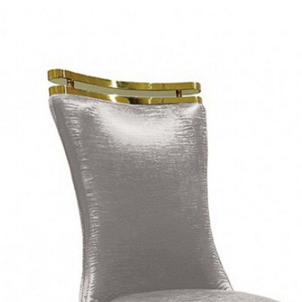 Pedy Dining Side Chair Set of 2 | Gray Faux Leather | Gold Saber Legs