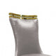 Pedy Dining Side Chair Set of 2 | Gray Faux Leather | Gold Saber Legs