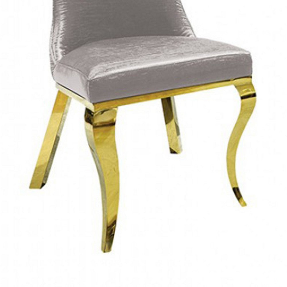 Pedy Dining Side Chair Set of 2 | Gray Faux Leather | Gold Saber Legs