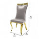 Pedy Dining Side Chair Set of 2 | Gray Faux Leather | Gold Saber Legs