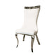 Bedy Dining Side Chair Set of 2 | Textured White Velvet | Silver Saber Legs