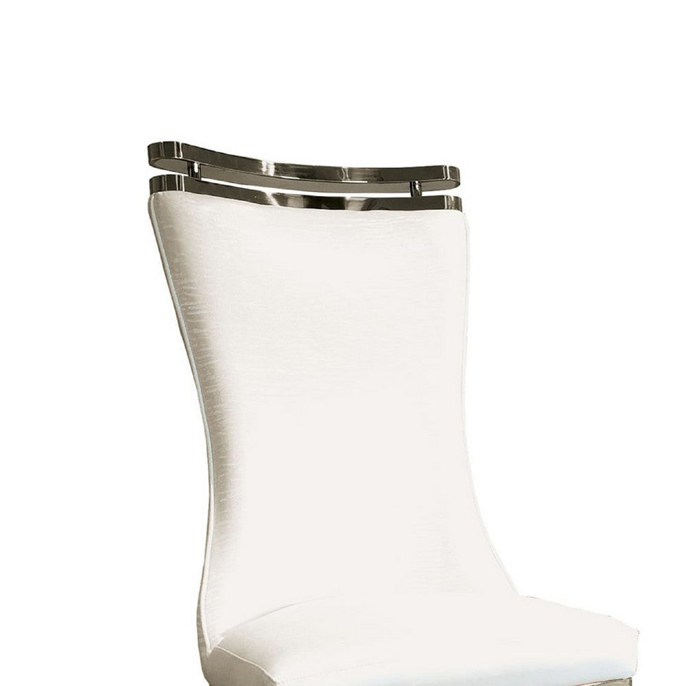 Bedy Dining Side Chair Set of 2 | Textured White Velvet | Silver Saber Legs