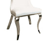 Bedy Dining Side Chair Set of 2 | Textured White Velvet | Silver Saber Legs