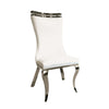 Bedy Dining Side Chair Set of 2 | Textured White Velvet | Silver Saber Legs