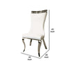 Bedy Dining Side Chair Set of 2 | Textured White Velvet | Silver Saber Legs