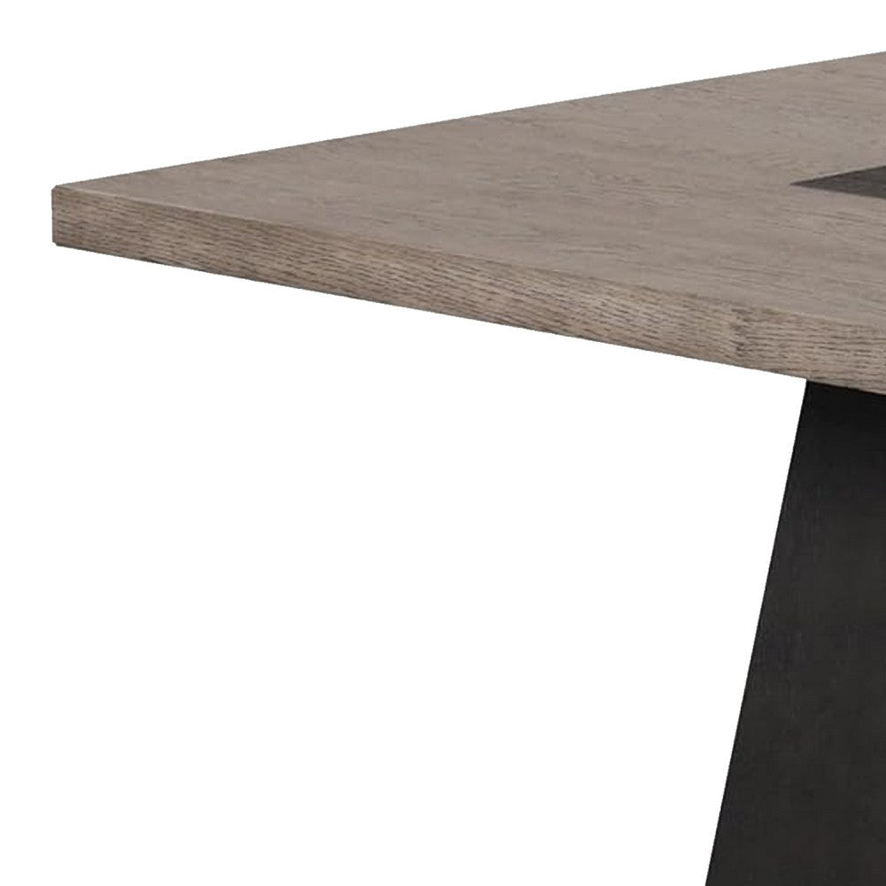 Ager Dining Table | 54’’ Top in Oak and Walnut Brown | Pedestal Base BM342329