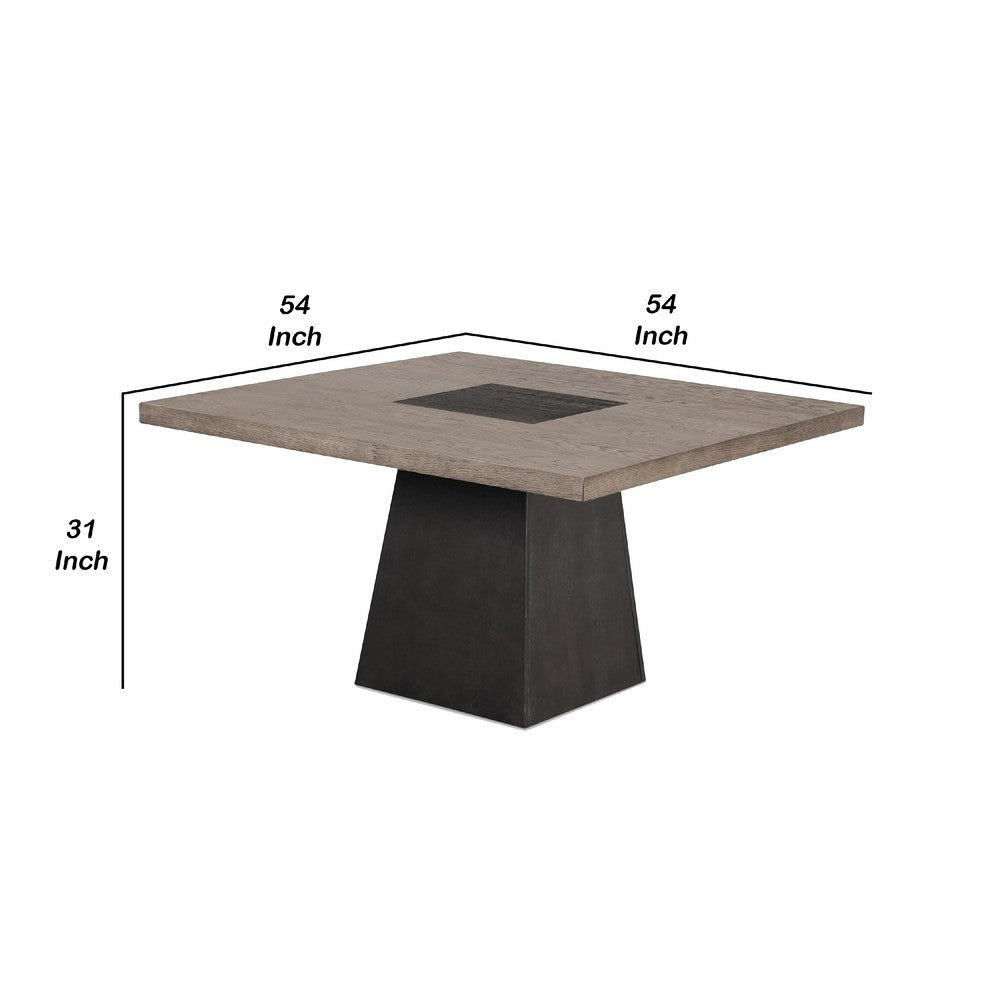 Ager Dining Table | 54’’ Top in Oak and Walnut Brown | Pedestal Base BM342329