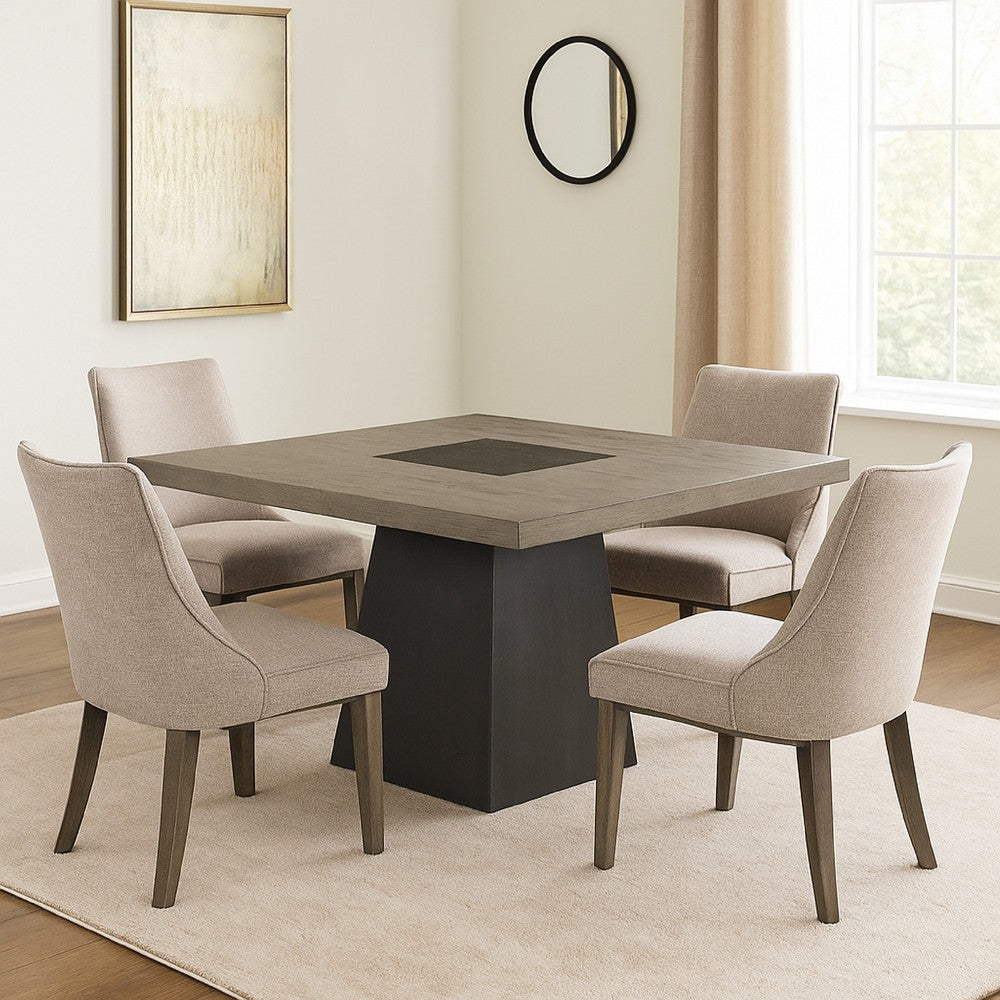 Ager Dining Table | 54’’ Top in Oak and Walnut Brown | Pedestal Base BM342329