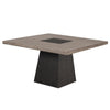 Ager Dining Table | 54" Top in Oak and Walnut Brown | Pedestal Base