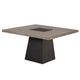 Ager Dining Table | 54" Top in Oak and Walnut Brown | Pedestal Base