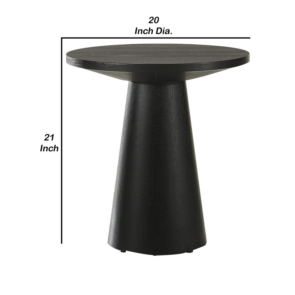 Kily Side End Table | Cone Pedestal Base | 20" Round Top in Black