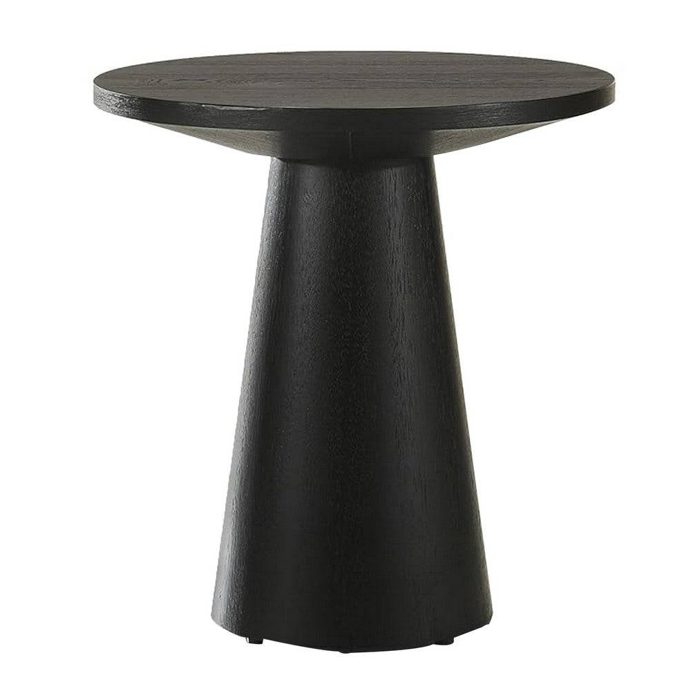Kily Side End Table | Cone Pedestal Base | 20" Round Top in Black