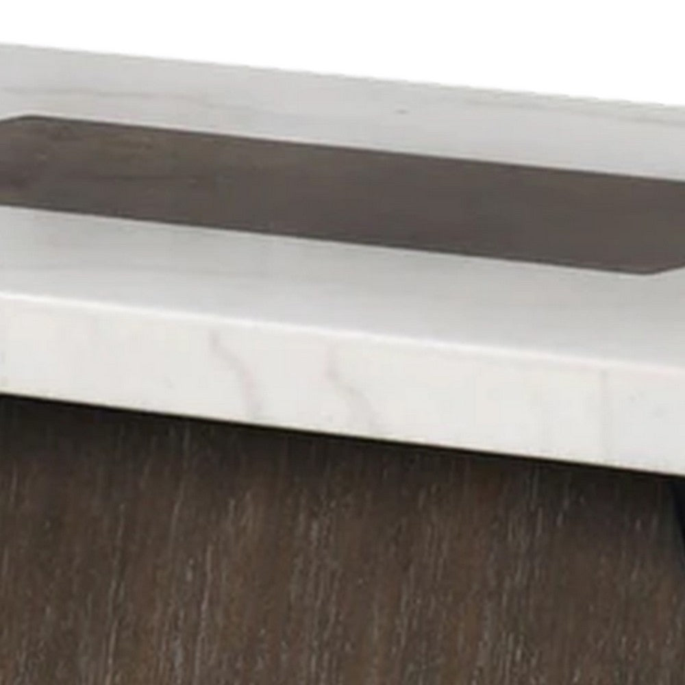 Asten Coffee Table | 48" White Marble | Walnut Brown Pedestal Base