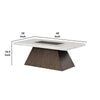 Asten Coffee Table | 48" White Marble | Walnut Brown Pedestal Base