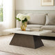 Asten Coffee Table | 48" White Marble | Walnut Brown Pedestal Base