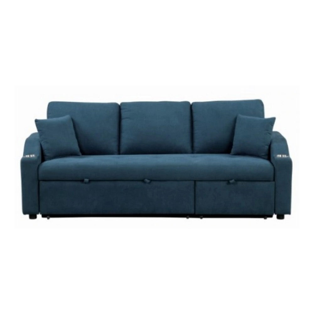 Rily Sleeper Sectional Sofa with Pull Out Bed and 2 Pillows | Blue BM342334