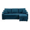 Rily Sleeper Sectional Sofa with Pull Out Bed and 2 Pillows | Blue BM342334