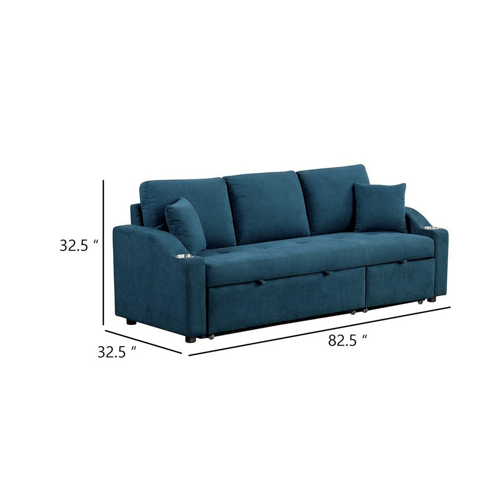 Rily Sleeper Sectional Sofa with Pull Out Bed and 2 Pillows | Blue BM342334