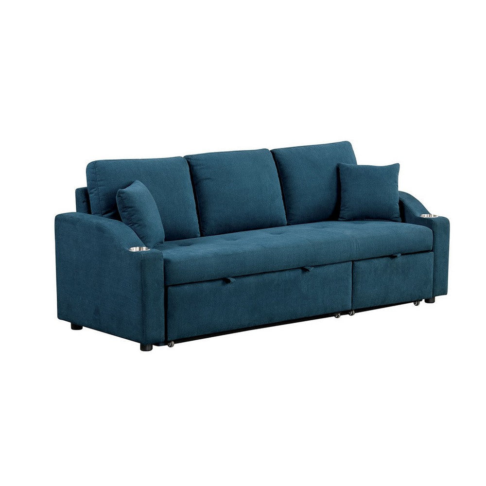 Rily Sleeper Sectional Sofa with Pull Out Bed and 2 Pillows | Blue