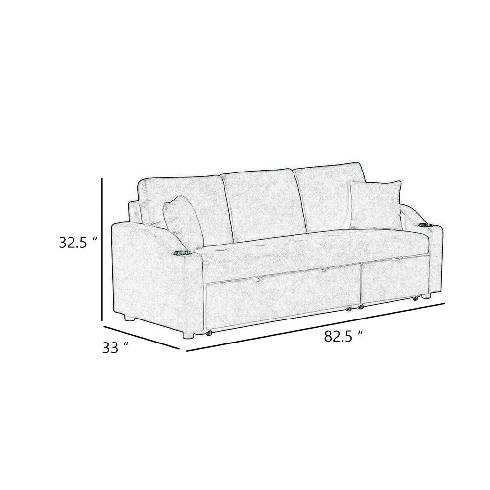 Dily Sleeper Sectional Sofa with Pull Out Bed and 2 Pillows | Beige BM342335