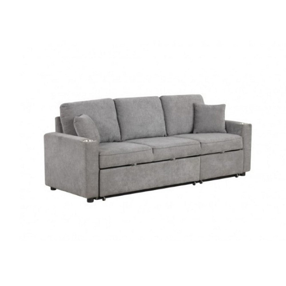 Dily Sleeper Sectional Sofa with Pull Out Bed and 2 Pillows | Gray