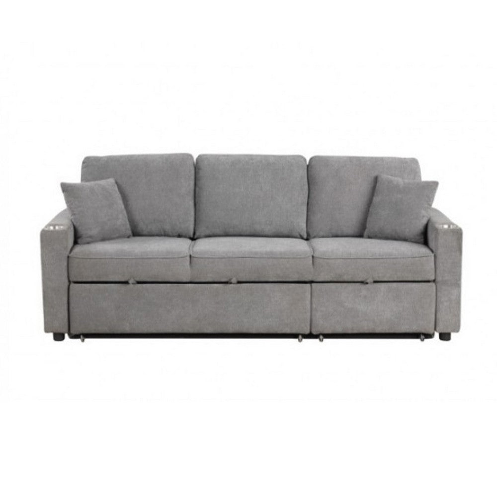 Dily Sleeper Sectional Sofa with Pull Out Bed and 2 Pillows | Gray