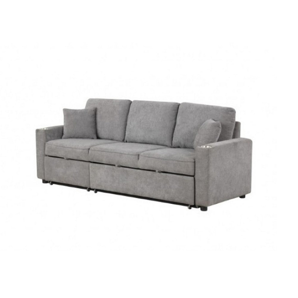 Dily Sleeper Sectional Sofa with Pull Out Bed and 2 Pillows | Gray
