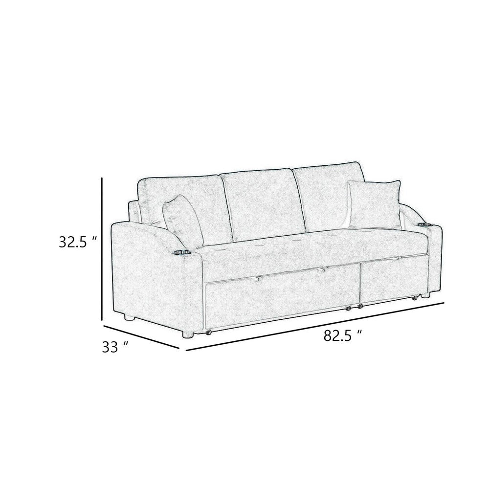 Dily Sleeper Sectional Sofa with Pull Out Bed and 2 Pillows | Gray