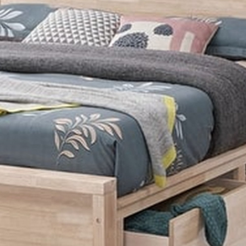 Gilu Twin Size Bed | Bookcase Headboard | 2 Drawer Footboard | Whitewash BM342337