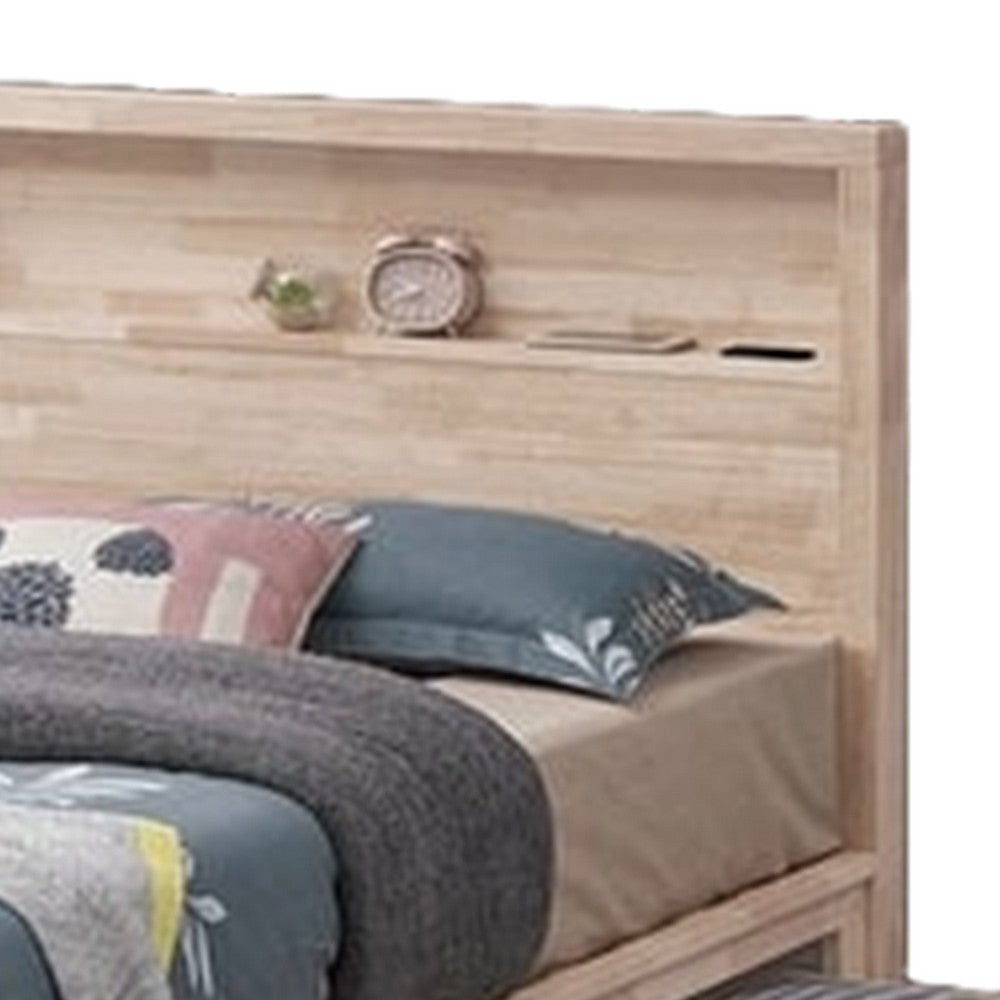 Gilu Twin Size Bed | Bookcase Headboard | 2 Drawer Footboard | Whitewash BM342337