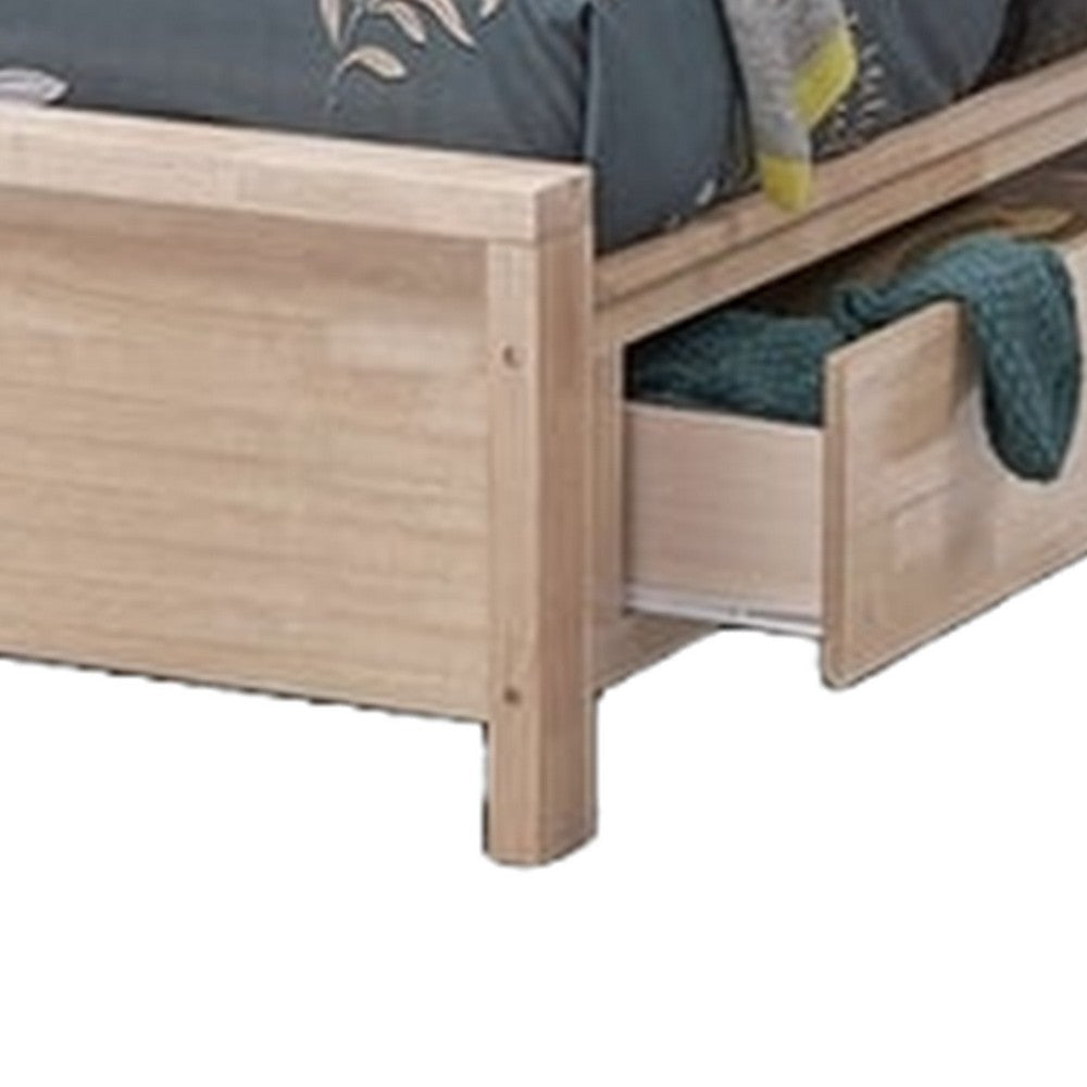 Gilu Twin Size Bed | Bookcase Headboard | 2 Drawer Footboard | Whitewash BM342337