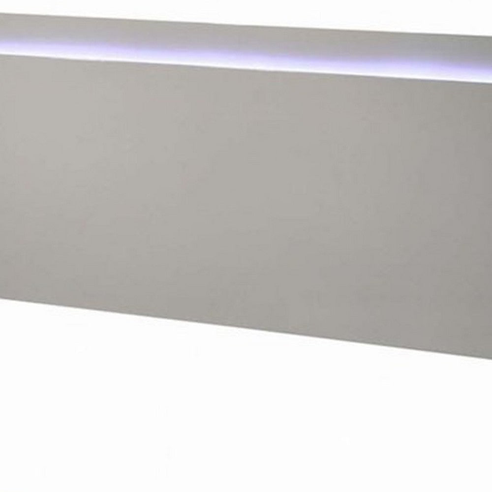 Suni King Size Bed w LED Headboard | Light Taupe Gray Wood Frame BM342338