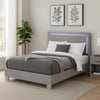 Suni King Size Bed w LED Headboard | Light Taupe Gray Wood Frame BM342338