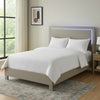 Suni King Size Bed w LED Headboard | Light Taupe Gray Wood Frame