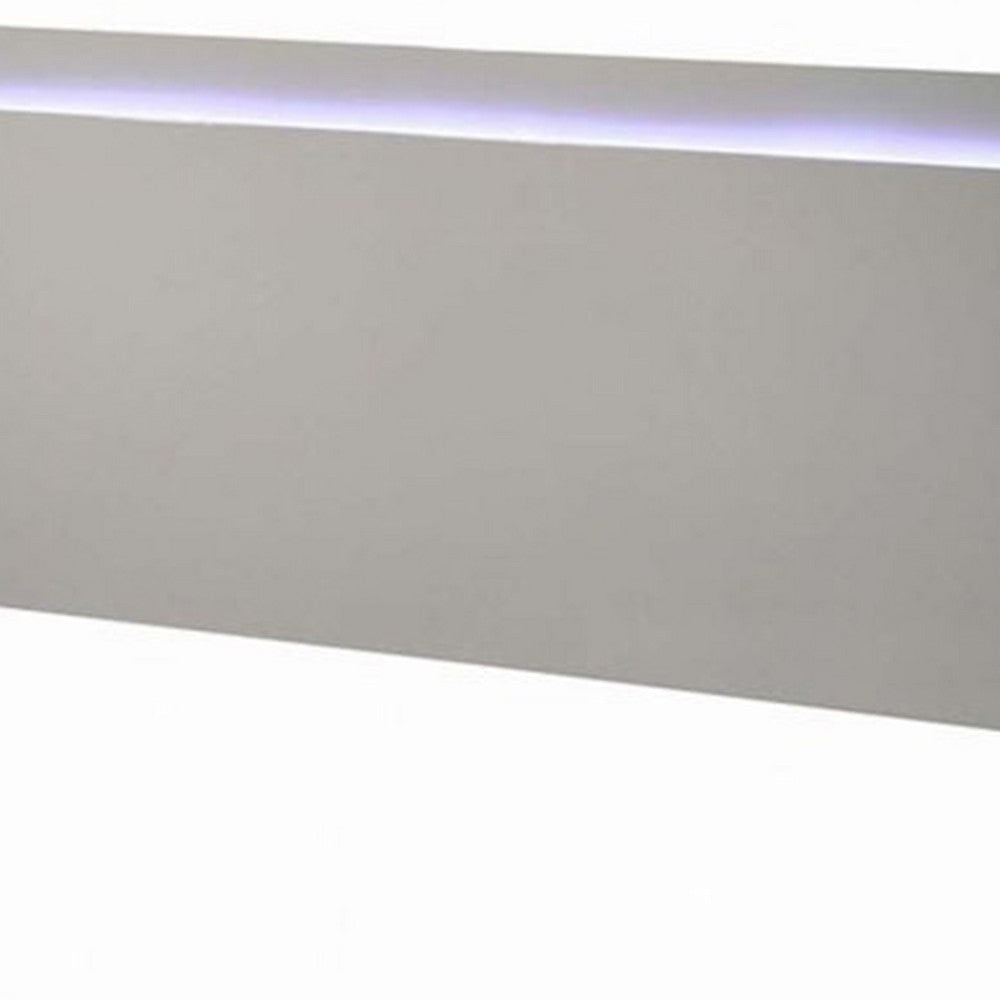 Suni Queen Size Bed w LED Headboard | Light Taupe Gray Wood Frame BM342339