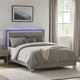 Suni Queen Size Bed w LED Headboard | Light Taupe Gray Wood Frame